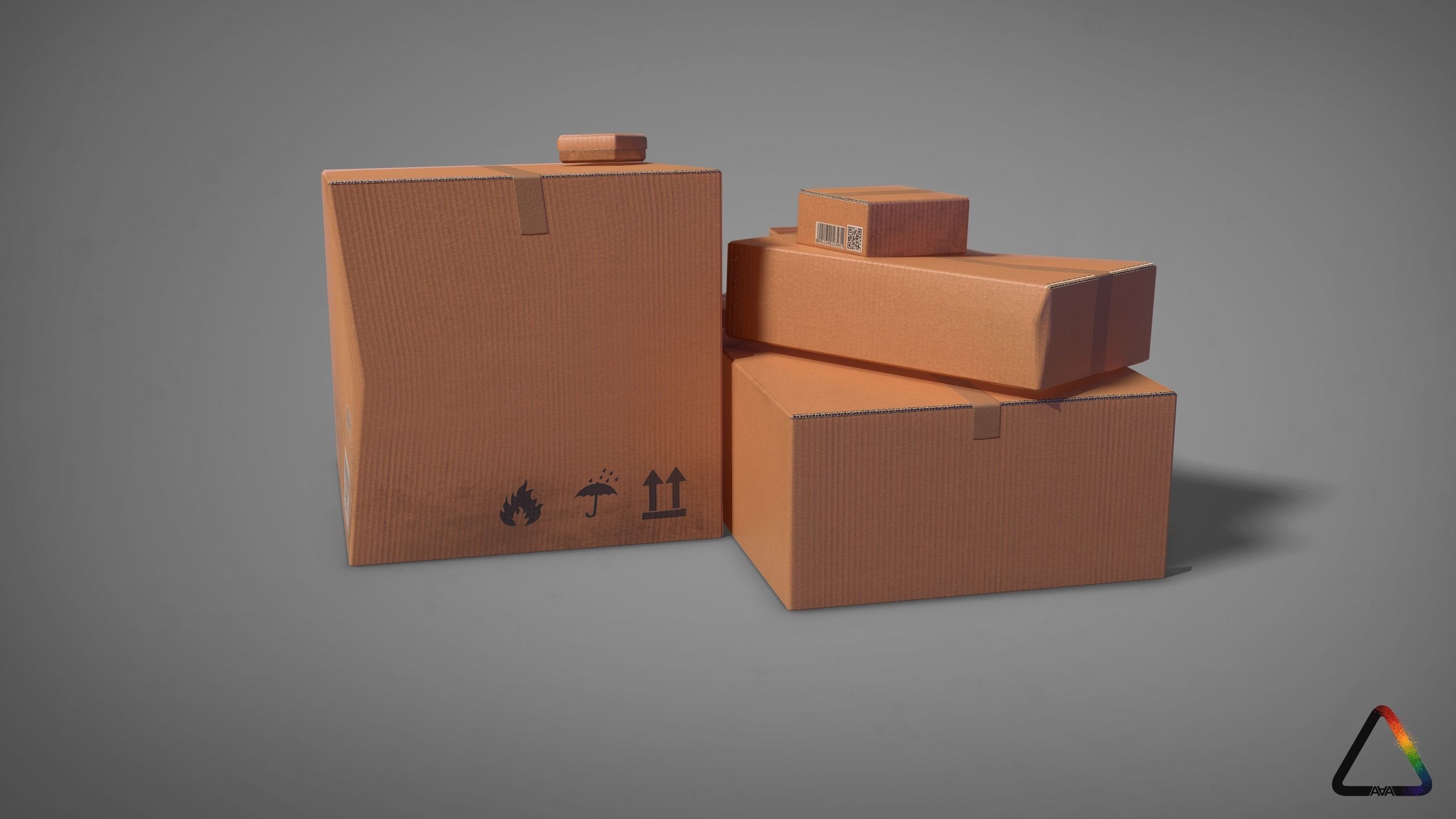 Cardboard Box Pack Free low-poly 3D model_10