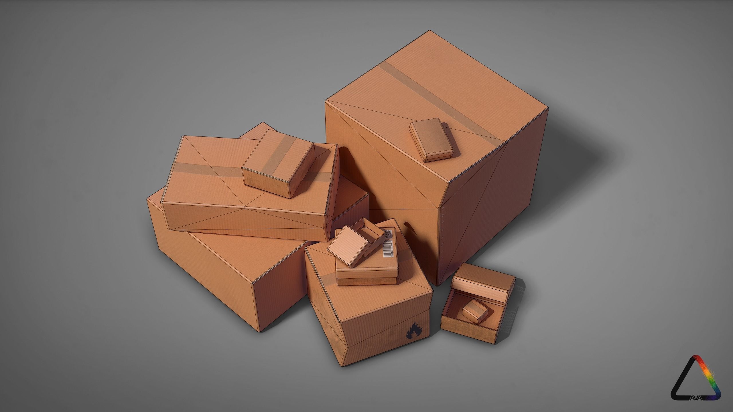 Cardboard Box Pack Free low-poly 3D model_18