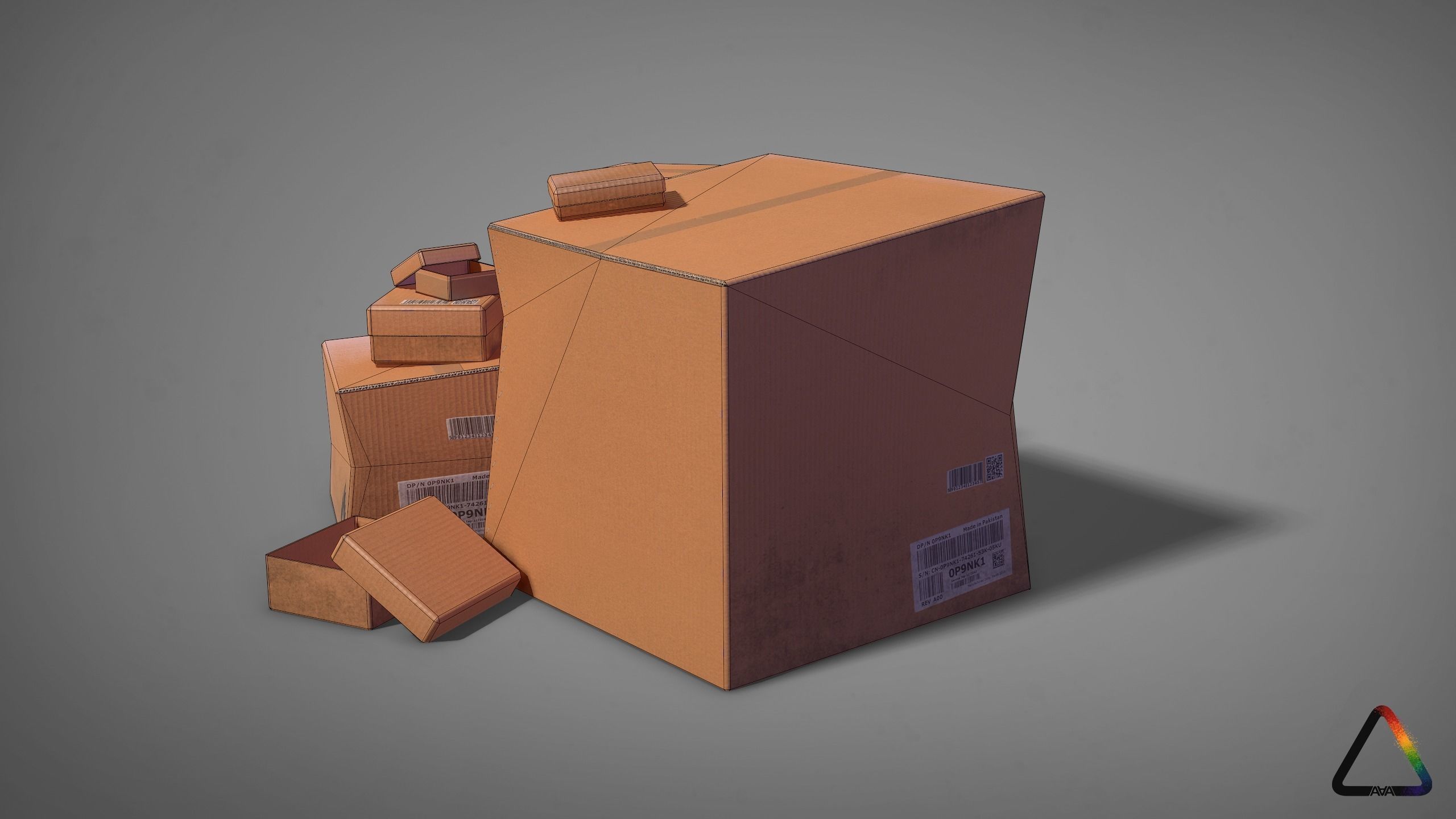 Cardboard Box Pack Free low-poly 3D model_15