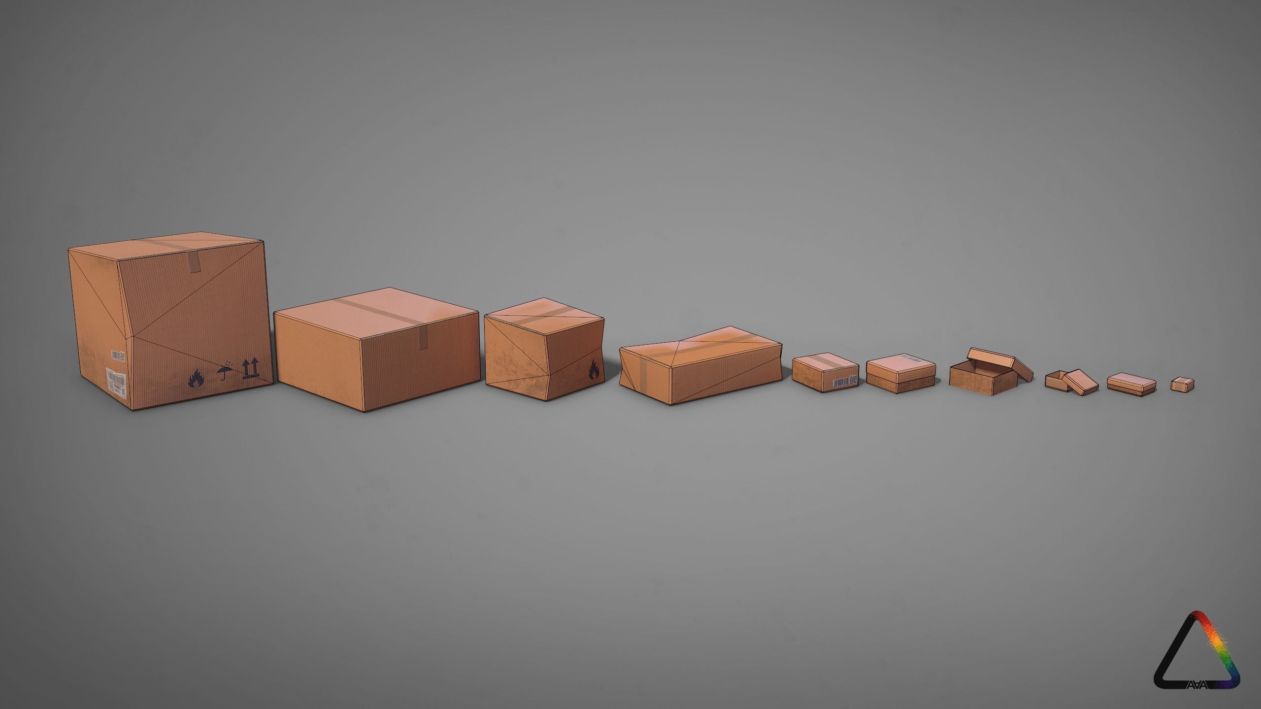 Cardboard Box Pack Free low-poly 3D model_20