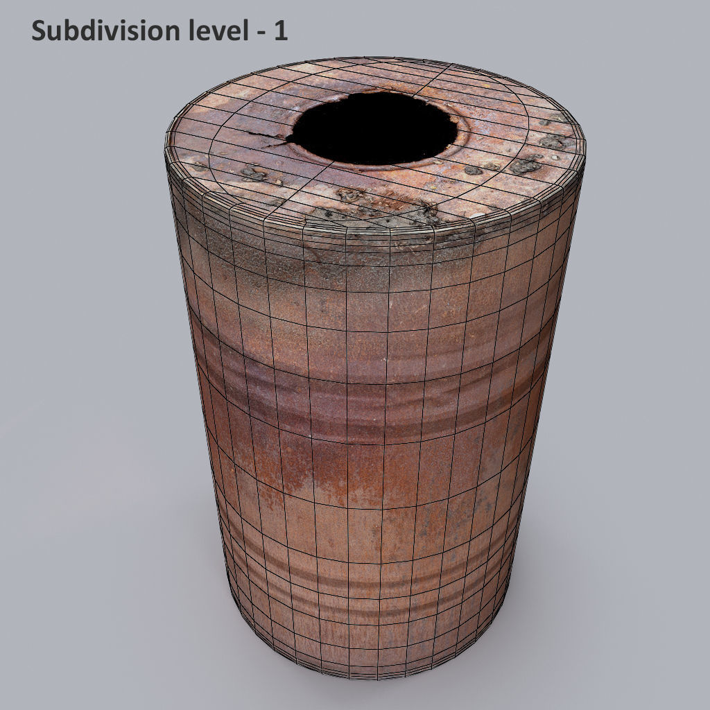 Rusted barrel  Low-poly 3D model_8