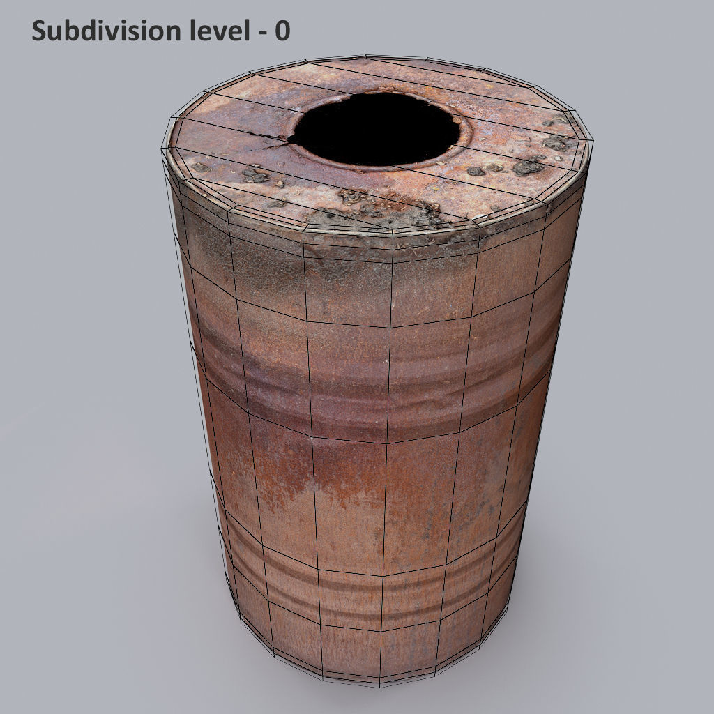 Rusted barrel  Low-poly 3D model_7