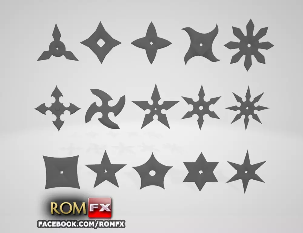 FREE - Shurikens Ninjas 15 stars models pack Free 3D print model