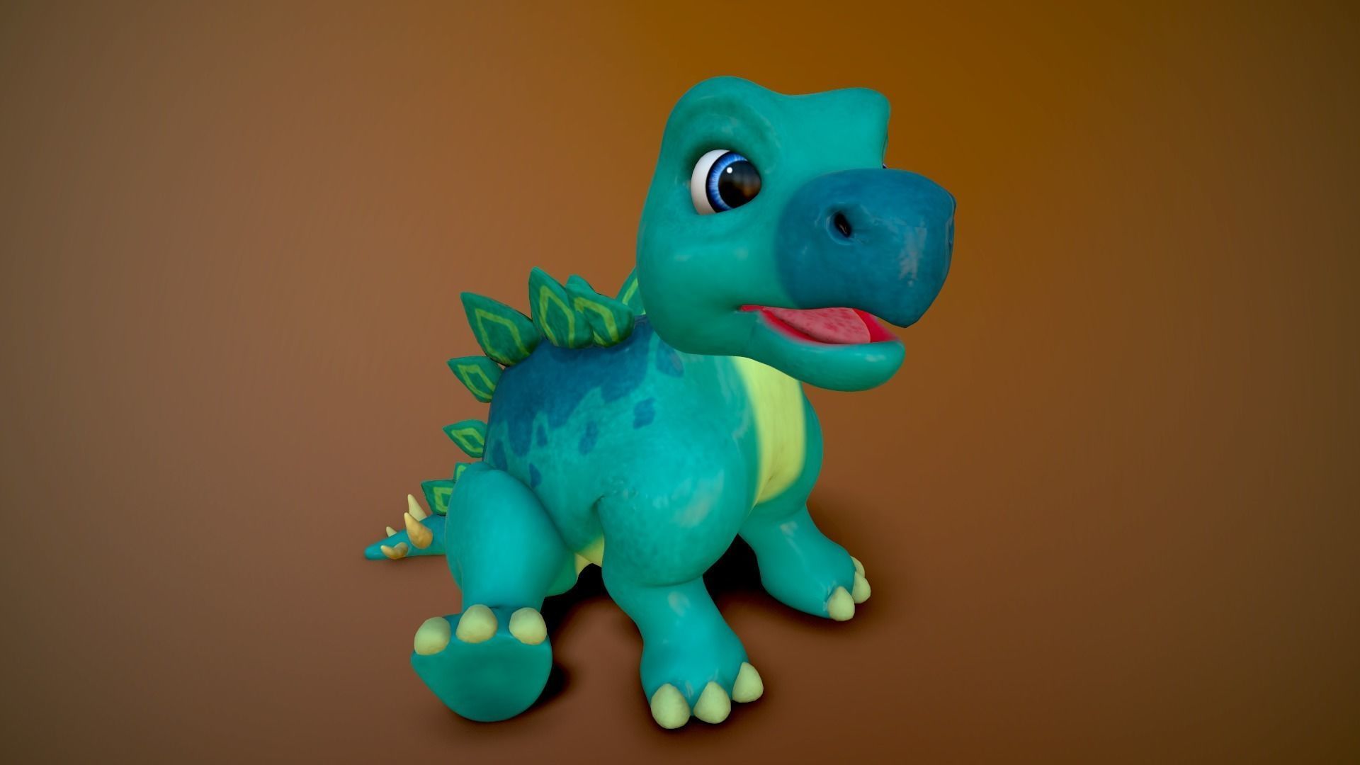 cartoon baby stegosaur Low-poly 3D model_11