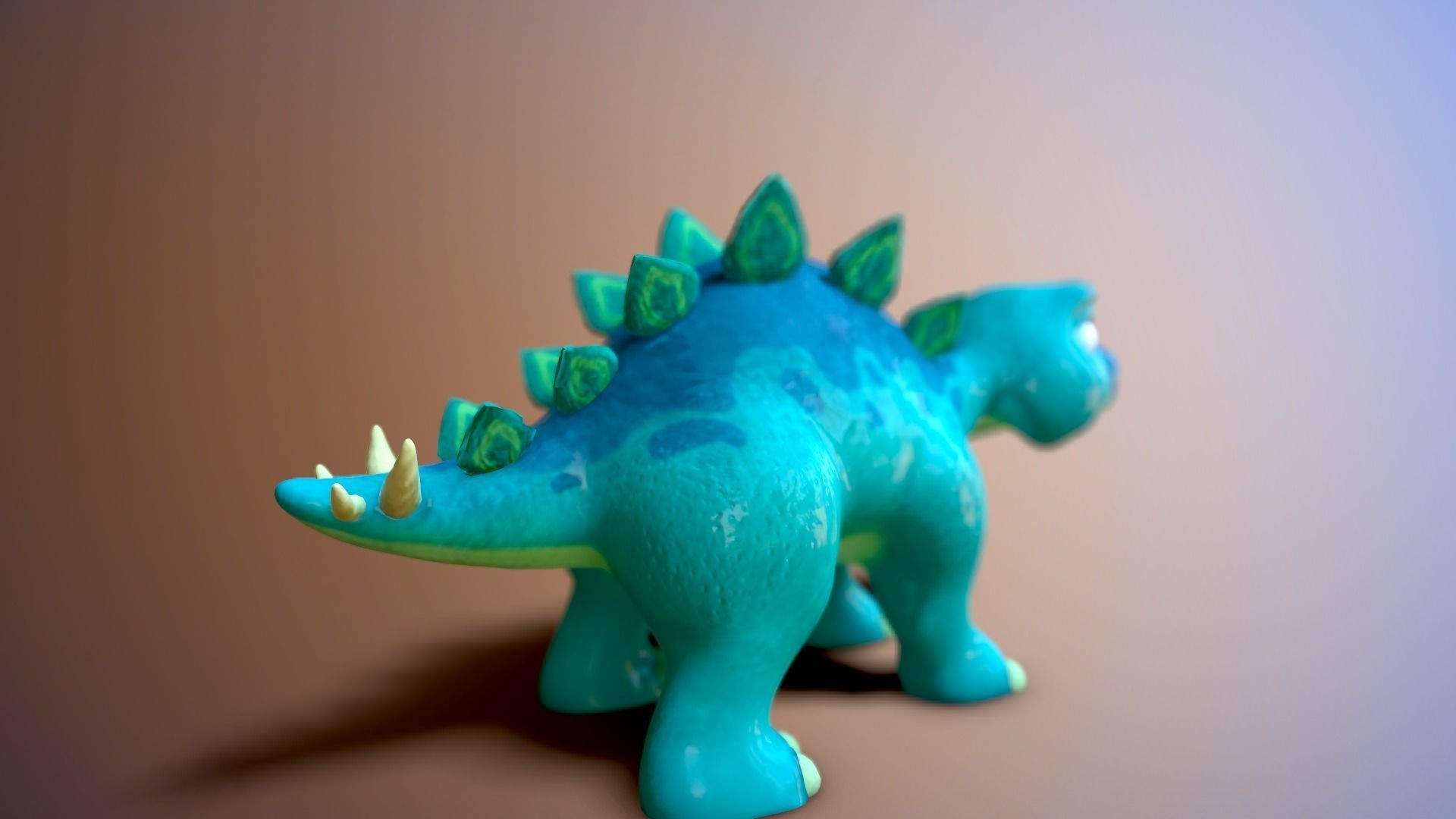 cartoon baby stegosaur Low-poly 3D model_5
