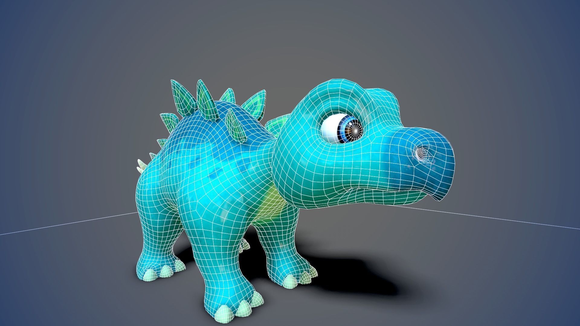 cartoon baby stegosaur Low-poly 3D model_9