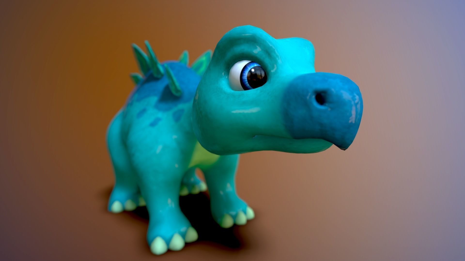 cartoon baby stegosaur Low-poly 3D model_7