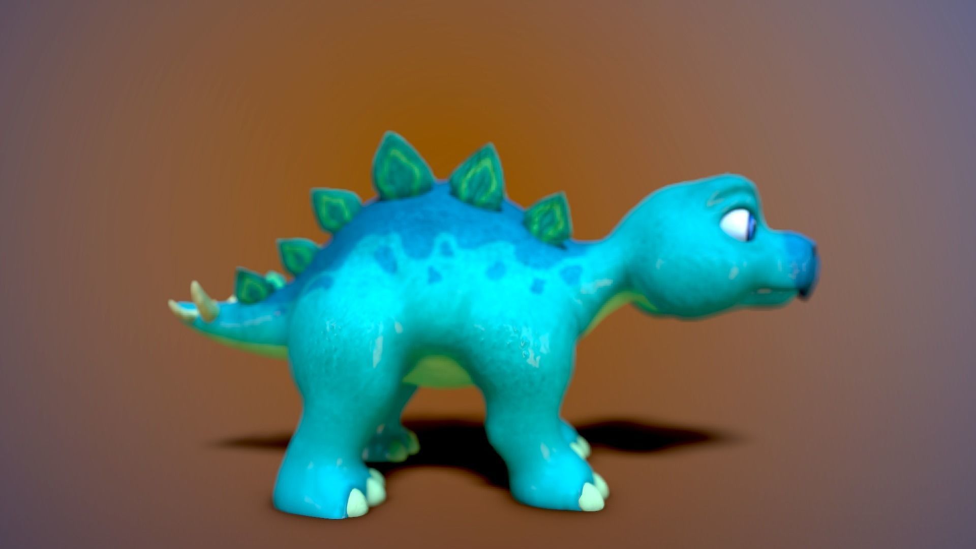 cartoon baby stegosaur Low-poly 3D model_4