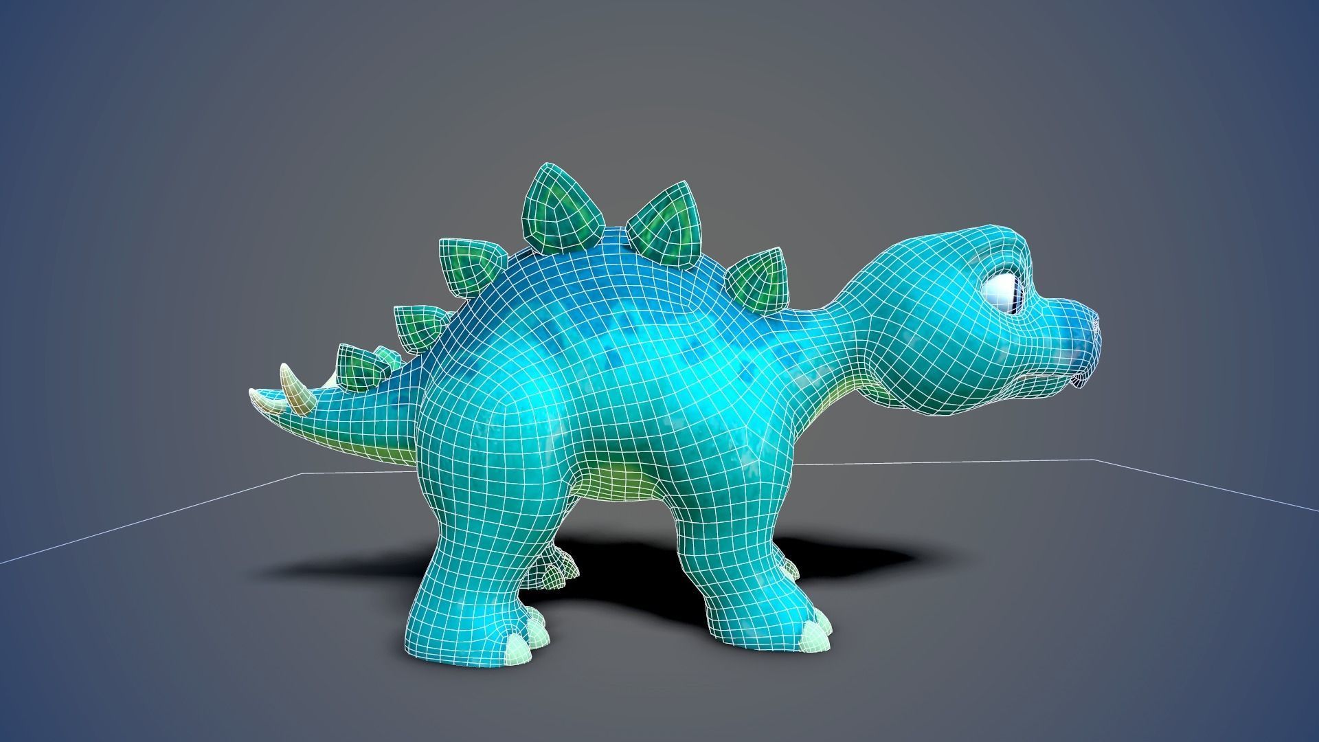 cartoon baby stegosaur Low-poly 3D model_8