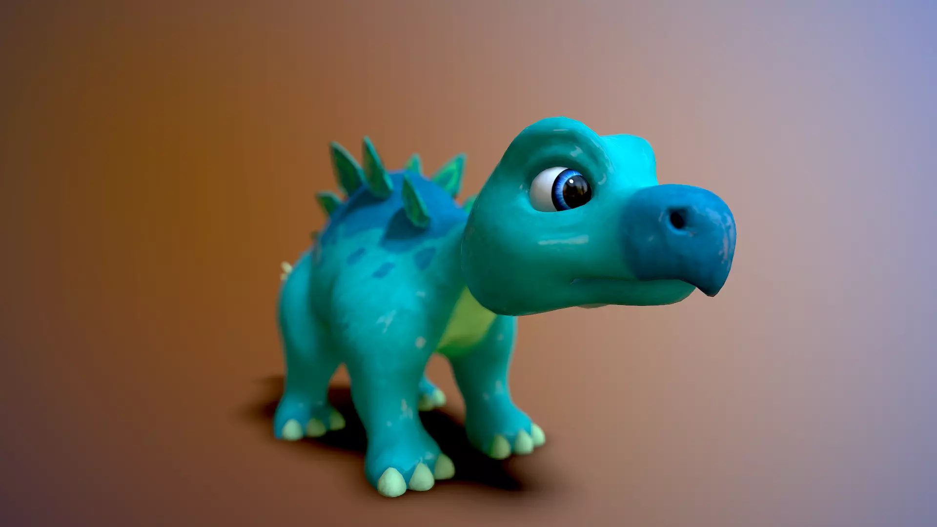 cartoon baby stegosaur Low-poly 3D model_0