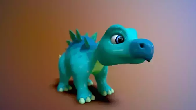cartoon baby stegosaur Low-poly 3D model