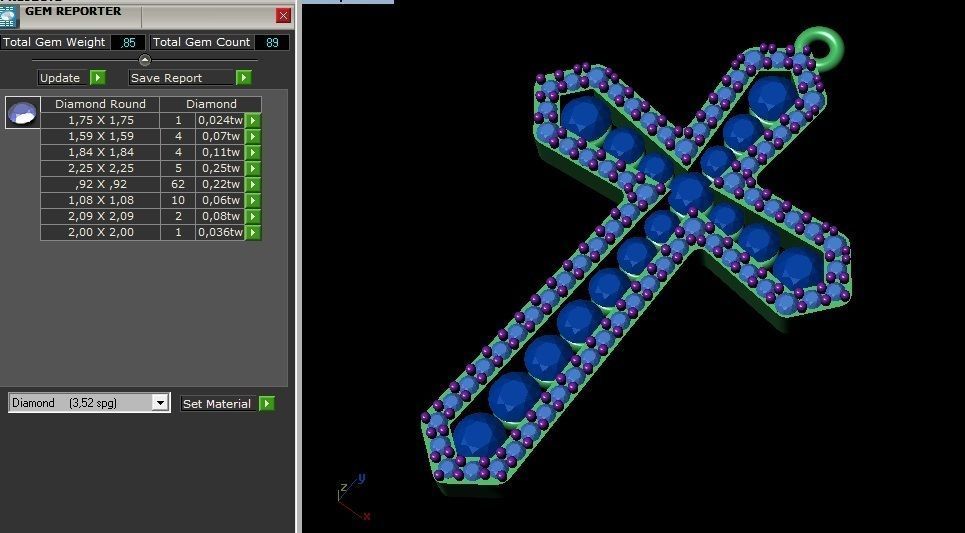 Cross Diamond Pendant 3D print model_2