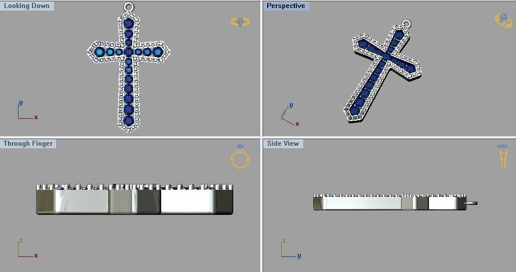 Cross Diamond Pendant 3D print model_1