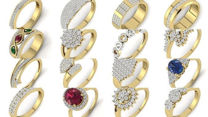 522 Women ring 3dm render detail bulk collection 