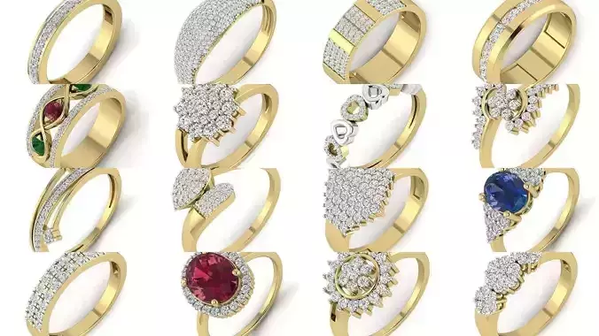 522 Women ring 3dm render detail bulk collection 