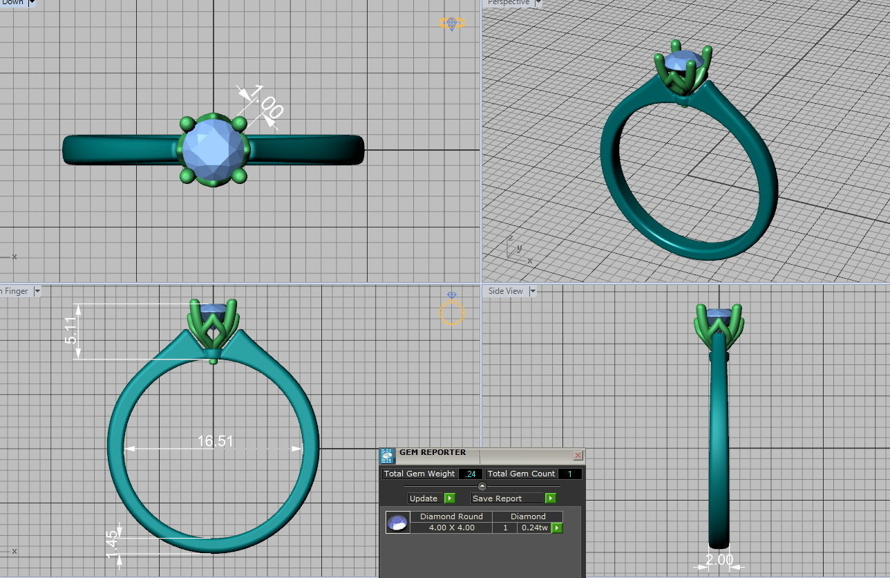 4prong Engagement ring Classic design 3D print model_4