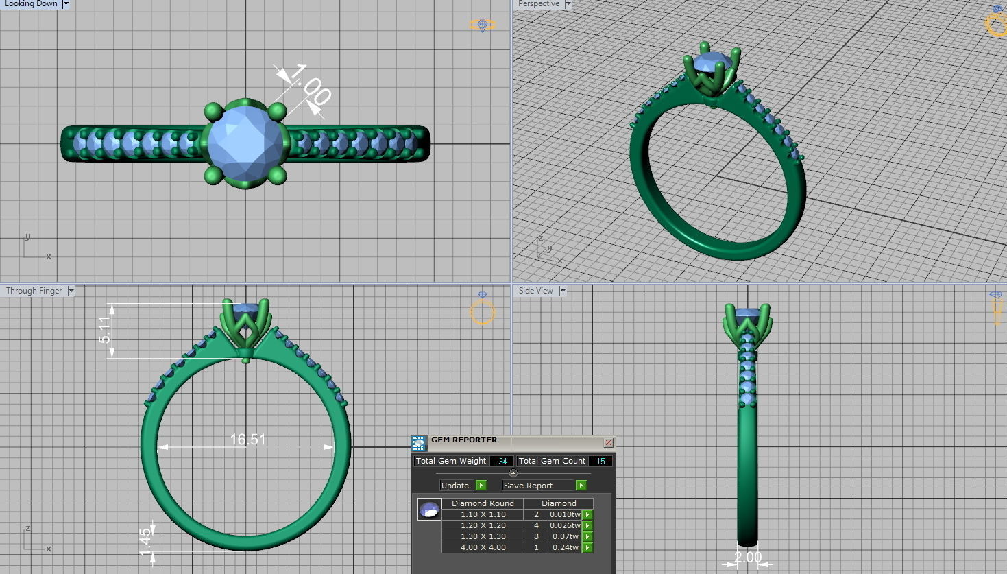 4prong Engagement ring Classic design 3D print model_3