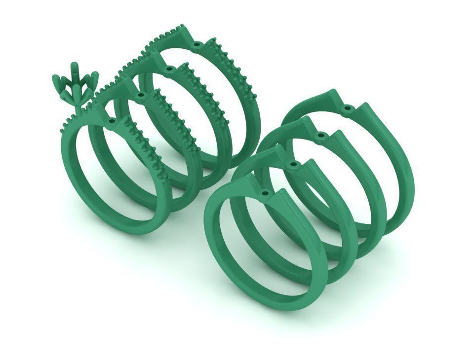 4prong Engagement ring Classic design 3D print model_5