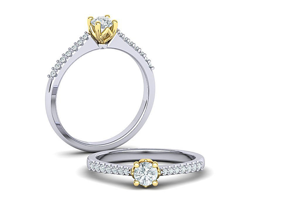 4prong Engagement ring Classic design 3D print model_9