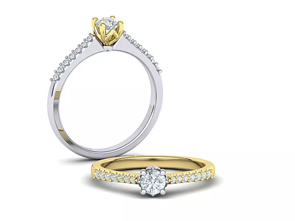 4prong Engagement ring Classic design 3D print model_0