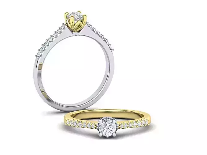 4prong Engagement ring Classic design 3D print model