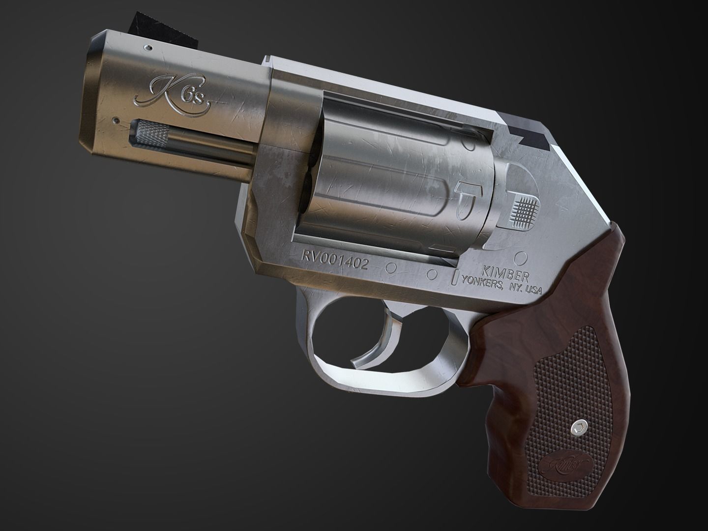 Kimber K6s Game Ready Revolver  Low-poly 3D model_6