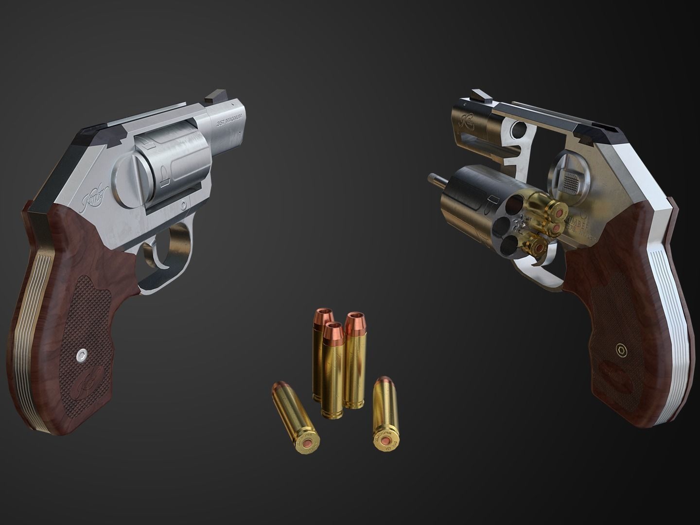 Kimber K6s Game Ready Revolver  Low-poly 3D model_7