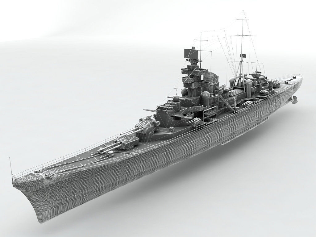 Prinz Eugen Heavy Cruiser Military Ship 3D model_4
