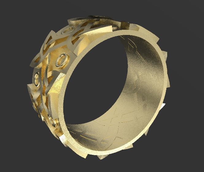 Withc Wicca Ring with Celtic Viking  ornaments 3D print model 3D print model_7