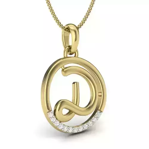 Alphabet-D pendant 3dm render detail 3D print model 3D print model