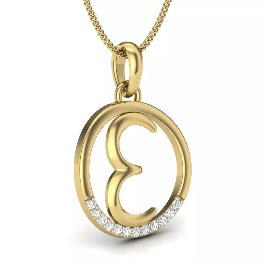 Alphabet-E pendant 3dm render detail 3D print model 3D print model