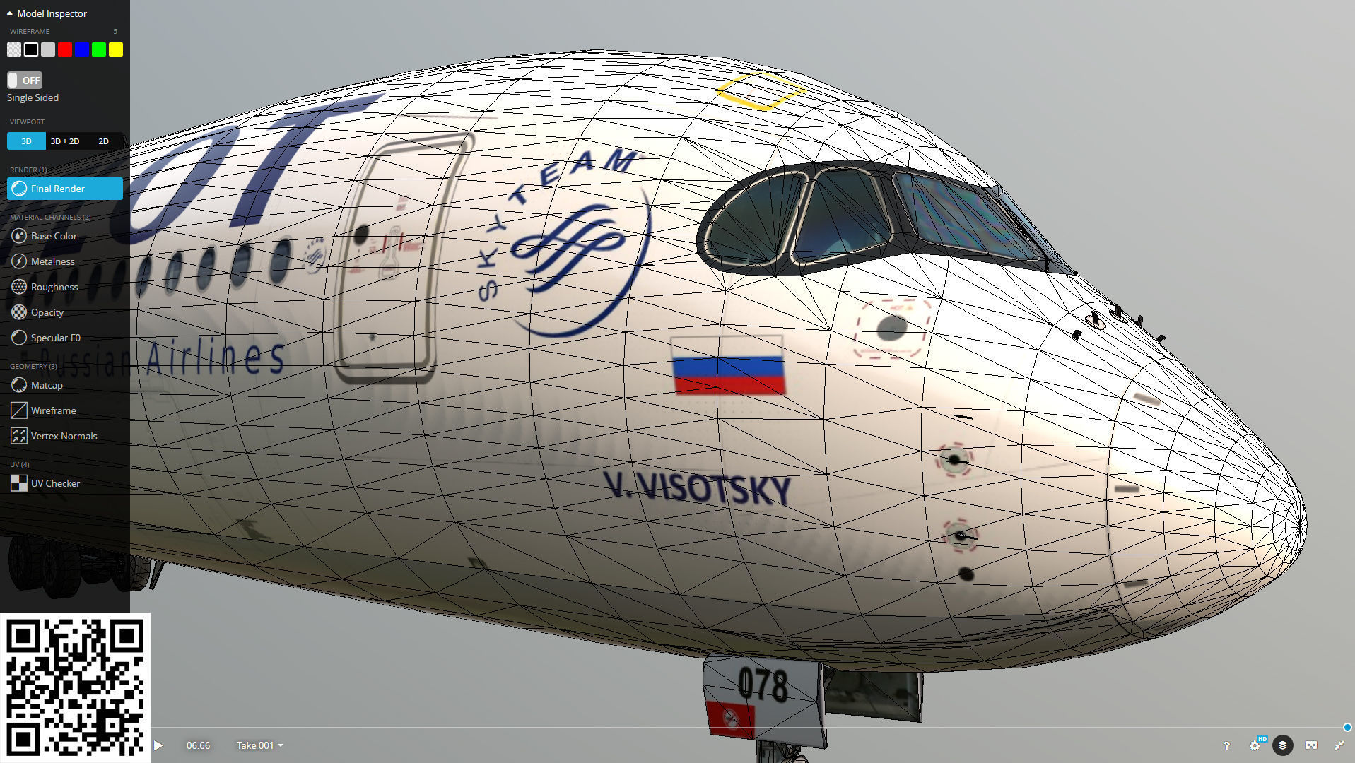 Airbus A350-900 Aeroflot livery Low-poly 3D model_21