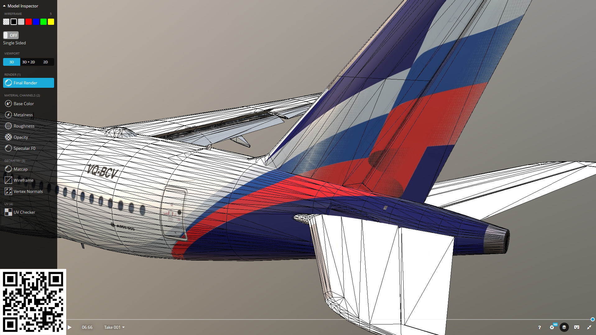 Airbus A350-900 Aeroflot livery Low-poly 3D model_22