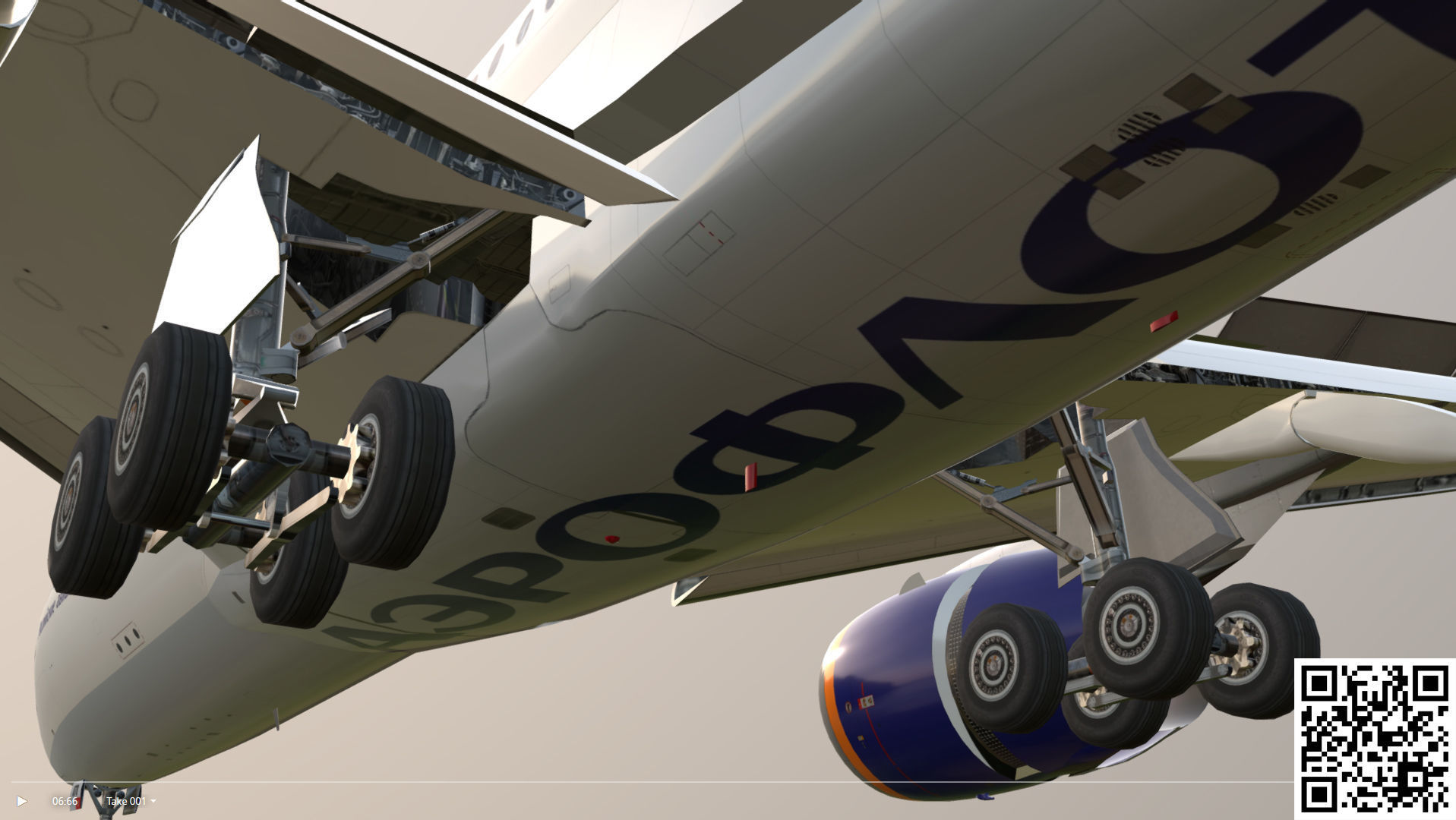 Airbus A350-900 Aeroflot livery Low-poly 3D model_7