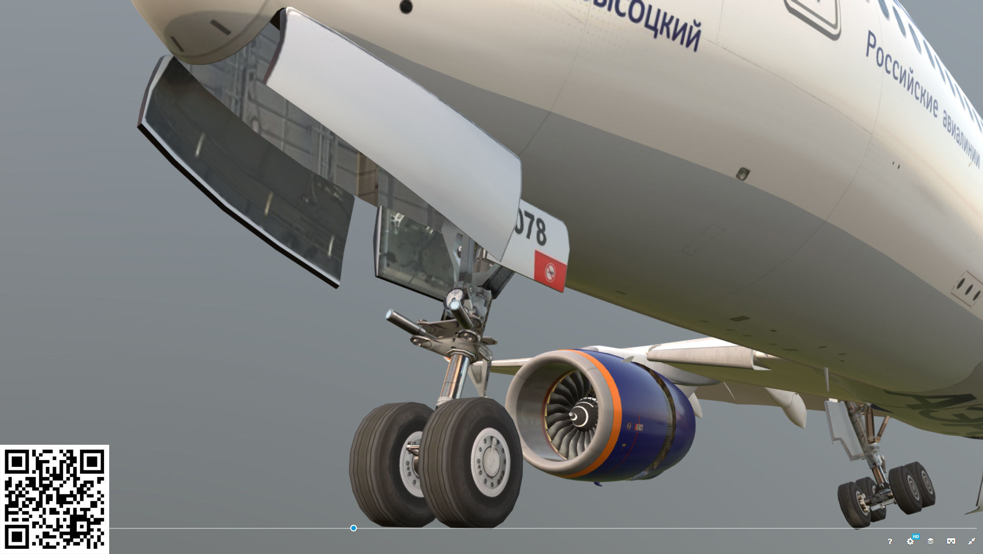 Airbus A350-900 Aeroflot livery Low-poly 3D model_8