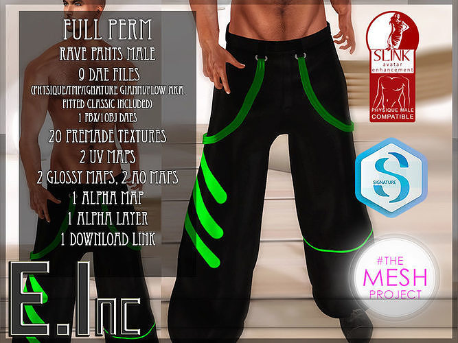 Rave Pants Male Full Perm - EINC 3D model