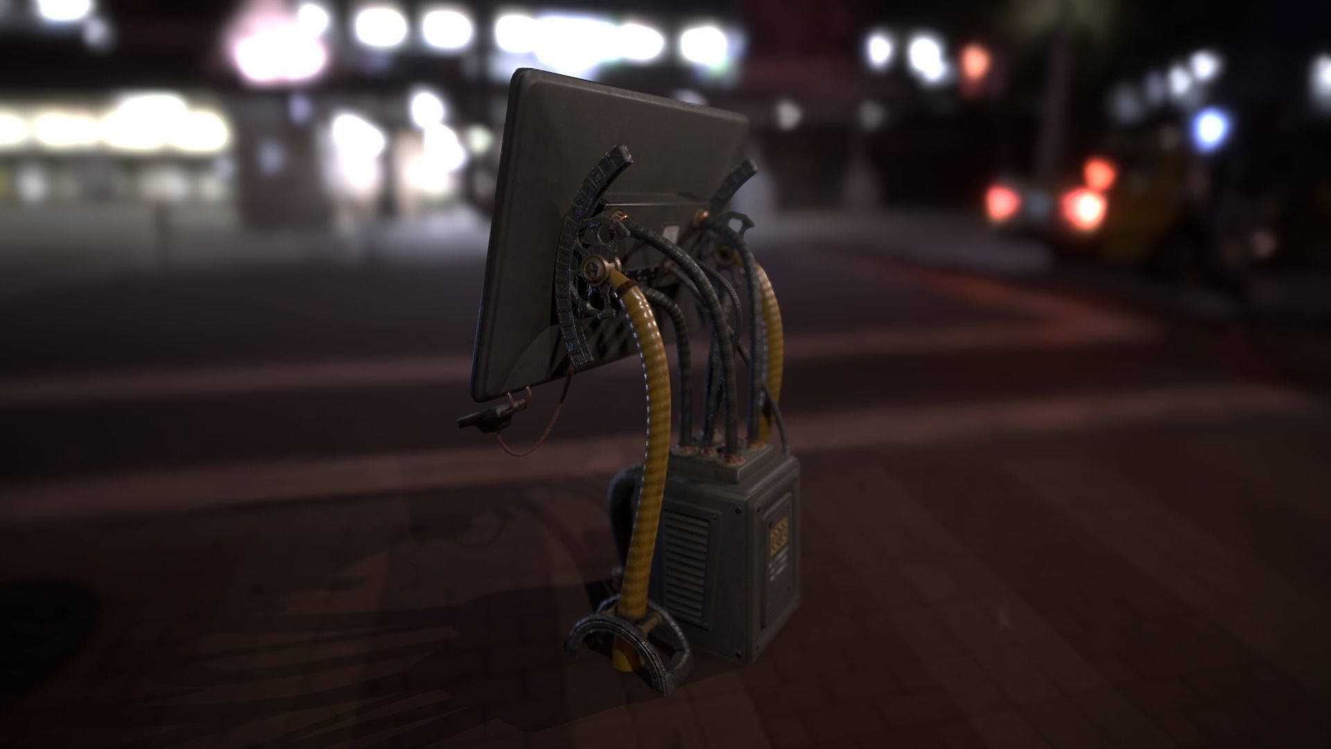 Sci-fi Cyberpunk Taxi order point terminal Low-poly 3D model_14