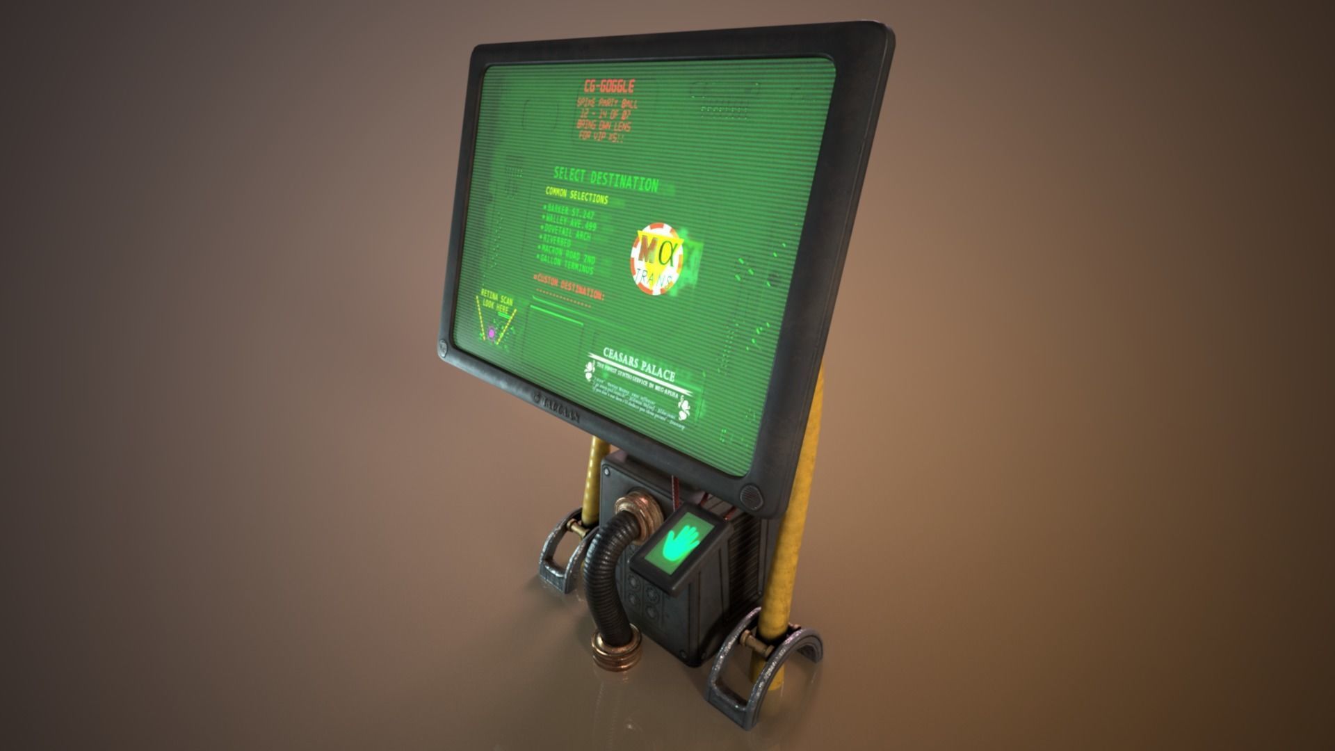 Sci-fi Cyberpunk Taxi order point terminal Low-poly 3D model_3
