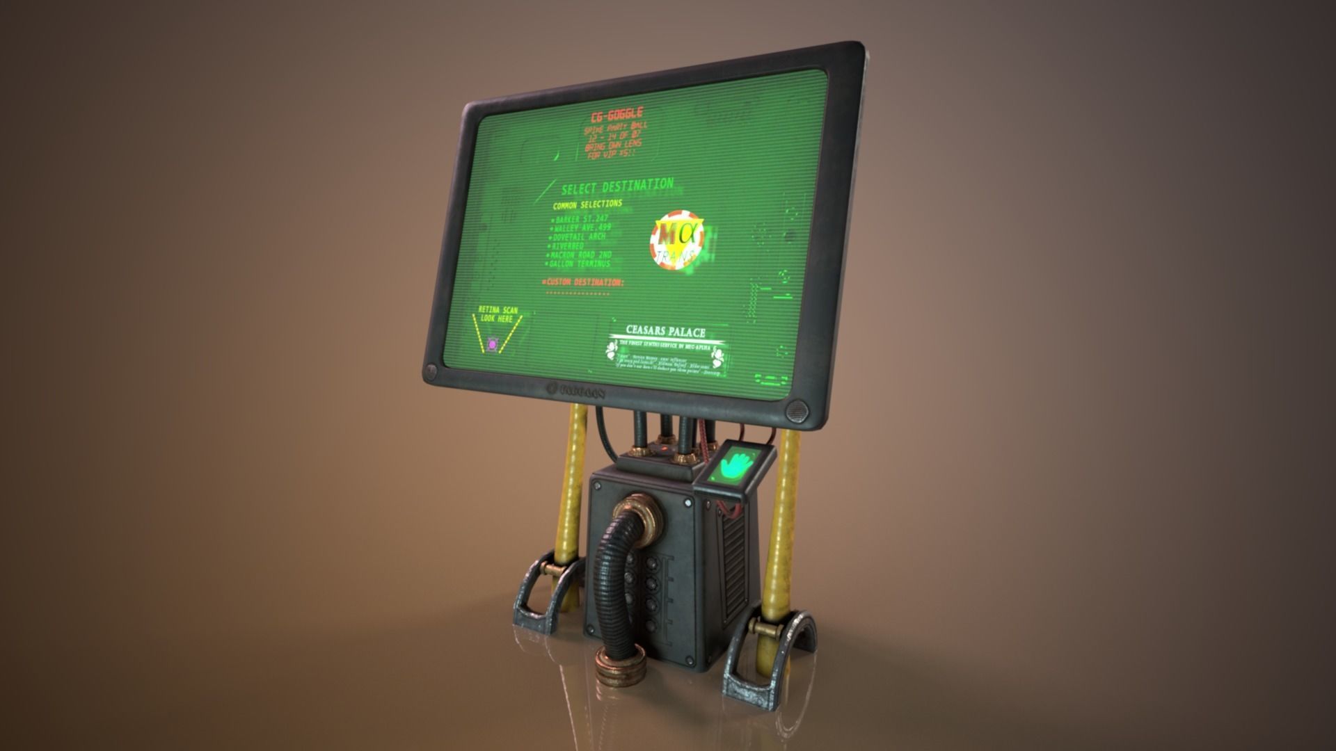 Sci-fi Cyberpunk Taxi order point terminal Low-poly 3D model_4