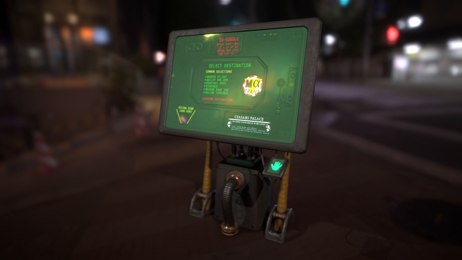 Sci-fi Cyberpunk Taxi order point terminal Low-poly 3D model_11