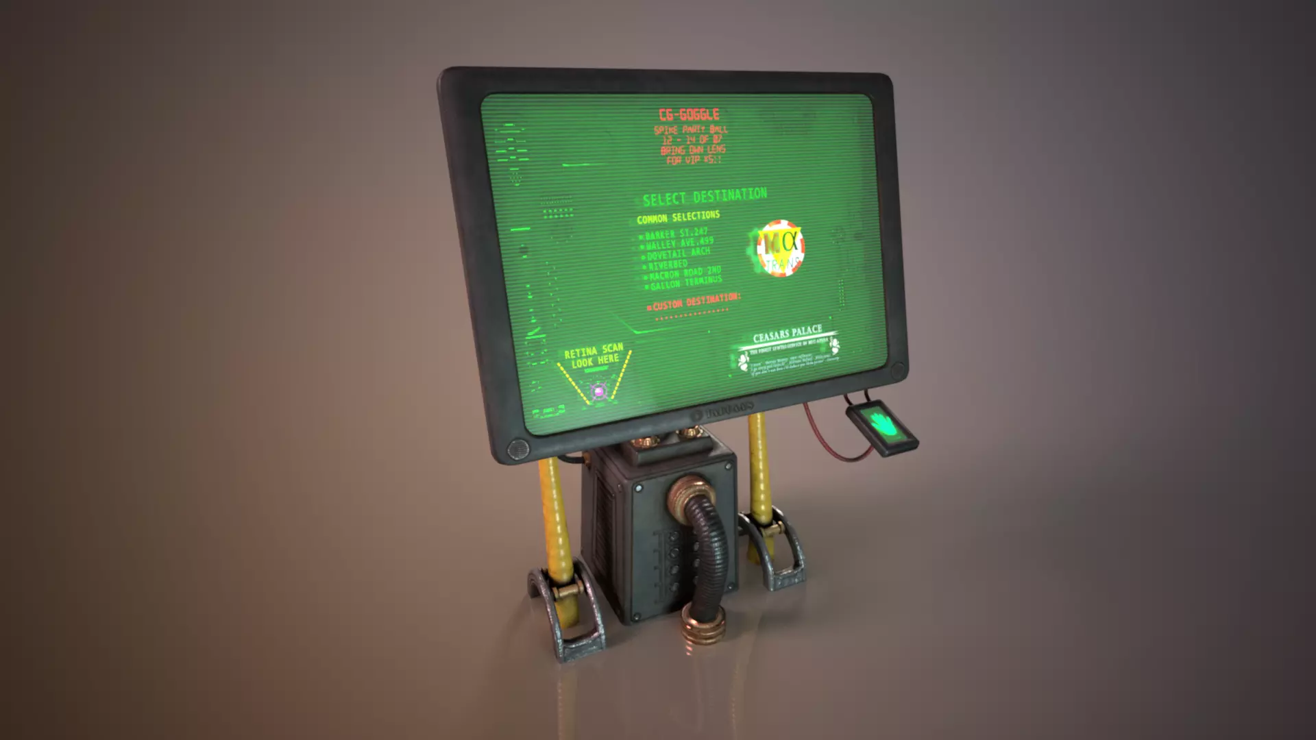 Sci-fi Cyberpunk Taxi order point terminal Low-poly 3D model_0