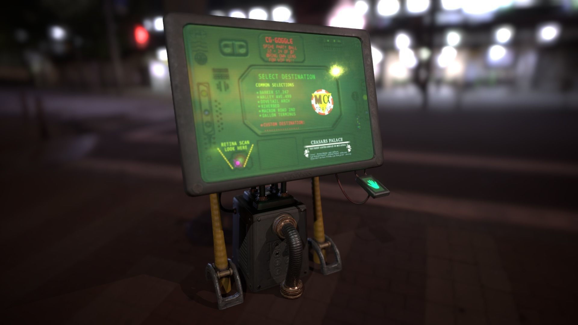 Sci-fi Cyberpunk Taxi order point terminal Low-poly 3D model_12