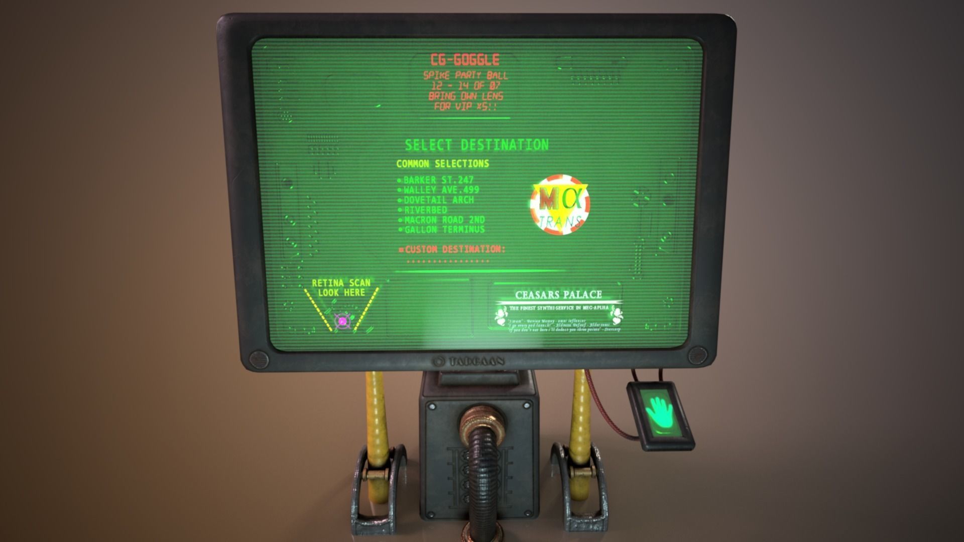 Sci-fi Cyberpunk Taxi order point terminal Low-poly 3D model_5