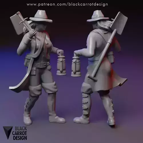 Grave Robber female miniature 3D print model