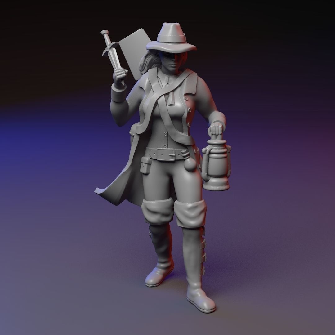 Grave Robber female miniature 3D print model_3