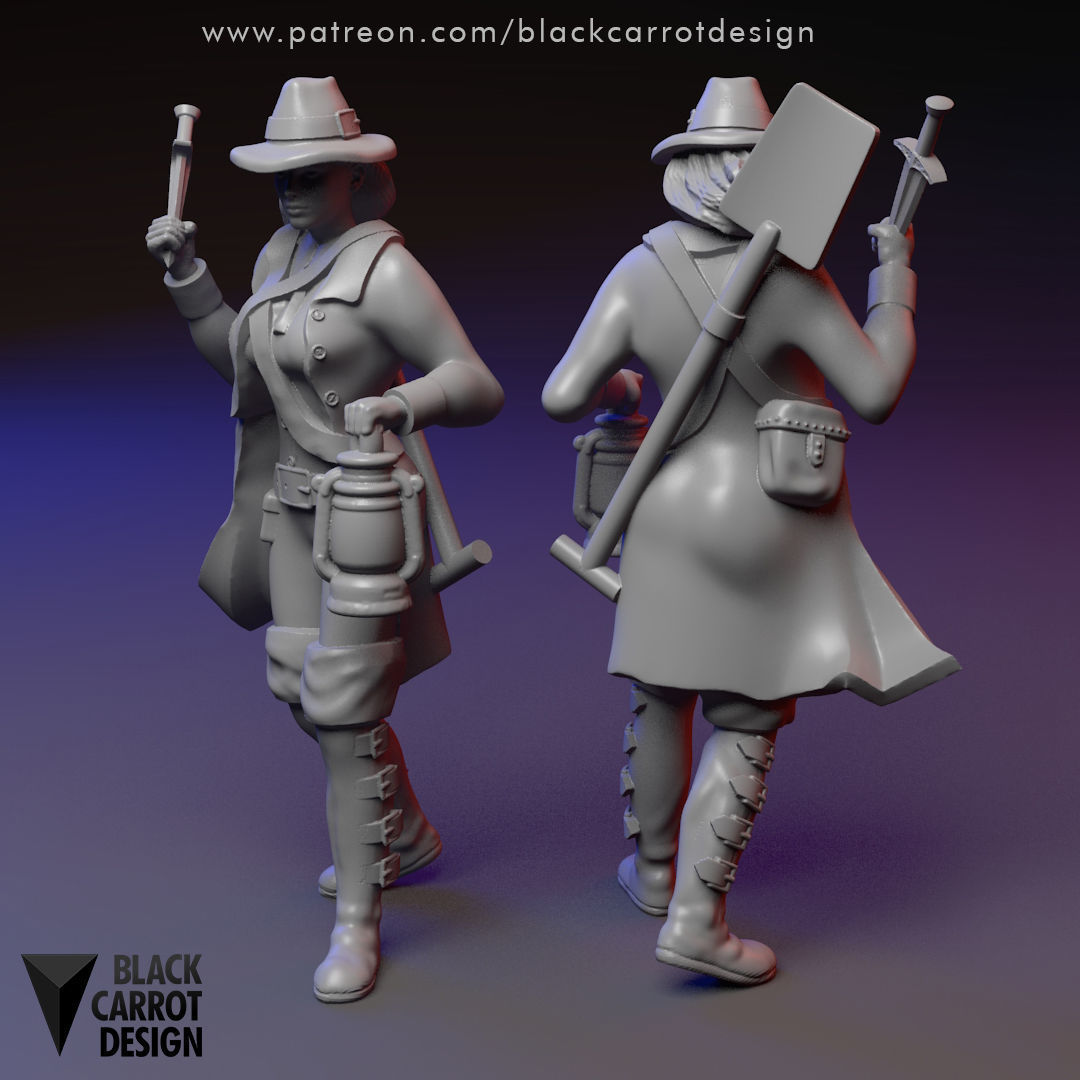 Grave Robber female miniature 3D print model_1