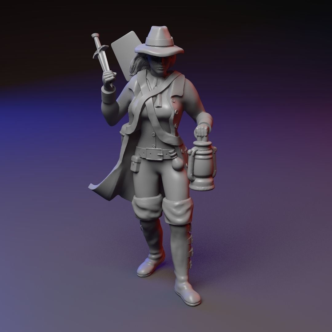 Grave Robber female miniature 3D print model_4