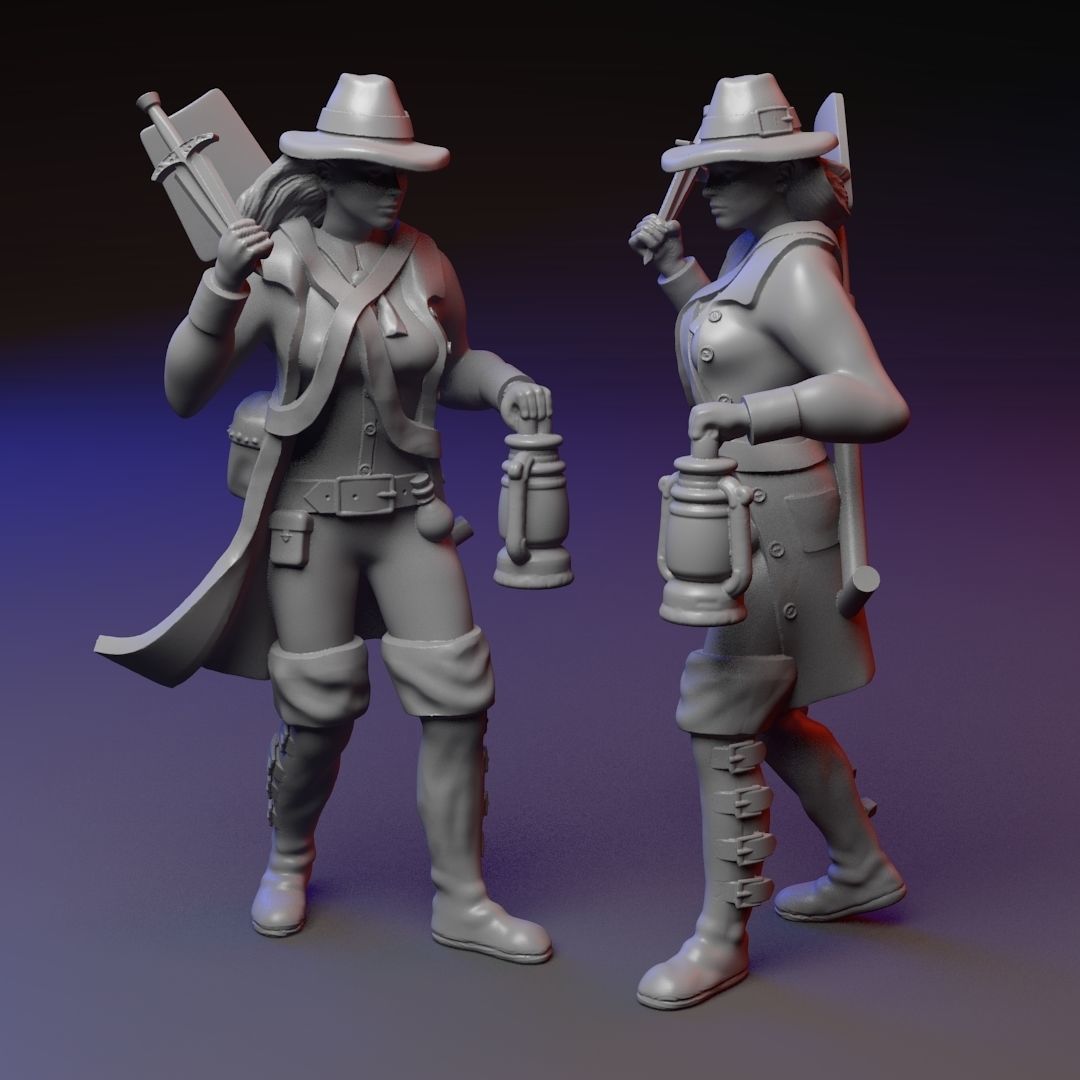 Grave Robber female miniature 3D print model_2