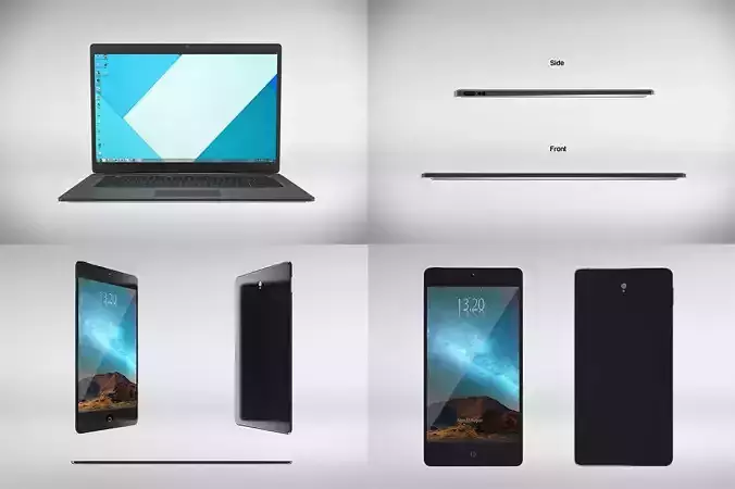 High Detailed 3d model of Mobile And Laptop