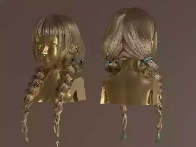 LOW POLY  - HAIR RIGEED  4K PBR  Low-poly 3D model